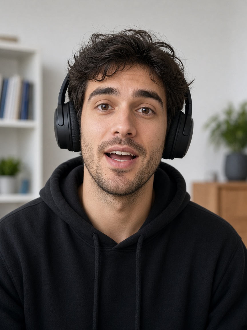 Talking-head language swap — example output